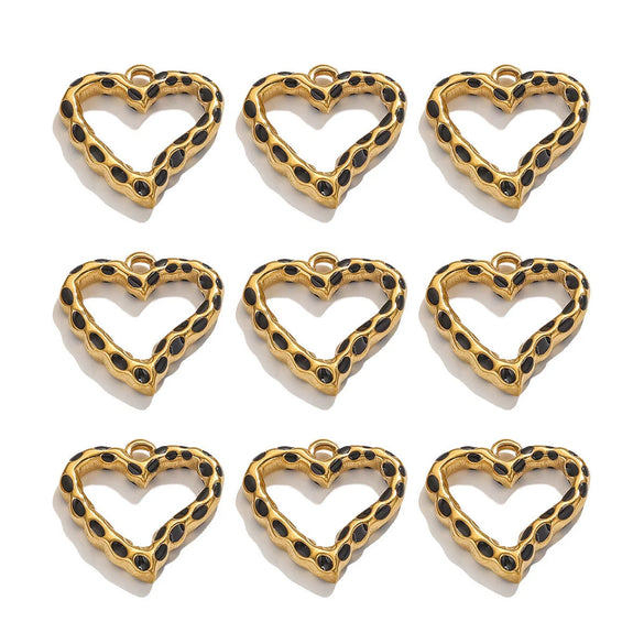 Wholesale Jewelry Stainless Steel Peach Heart Dripping Oil Pendant Necklace