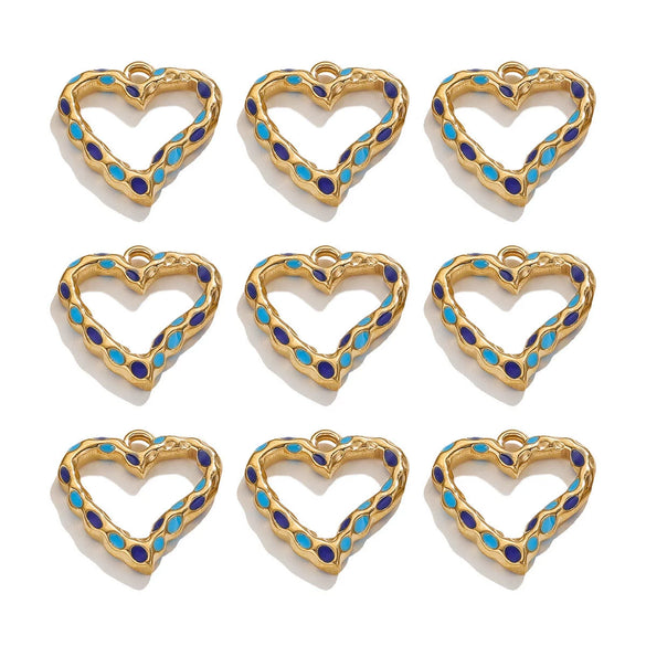 Wholesale Jewelry Stainless Steel Peach Heart Dripping Oil Pendant Necklace