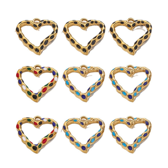Wholesale Jewelry Stainless Steel Peach Heart Dripping Oil Pendant Necklace