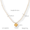 Wholesale Jewelry Stainless Steel Pearl Chain Love Pendant Necklace With Geometric Design And Electroplating