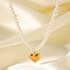 Wholesale Jewelry Stainless Steel Pearl Chain Love Pendant Necklace With Geometric Design And Electroplating
