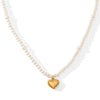 Wholesale Jewelry Stainless Steel Pearl Chain Love Pendant Necklace With Geometric Design And Electroplating