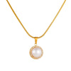 Wholesale Jewelry Stainless Steel Pearl Inlay Geometric Fashion Retro Earrings And Necklace Set