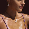 Wholesale Jewelry Stainless Steel Pearl Necklace And Cross Earrings With Geometric Design Electroplated For Women