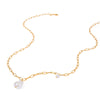 Wholesale Jewelry Stainless Steel Pearl Pendant Necklace Baroque Style 18K Gold Plated Electroplated Specialshaped