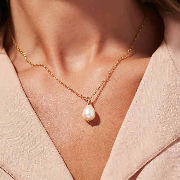 Wholesale Jewelry Stainless Steel Pearl Pendant Necklace 18K Gold Plated For Women