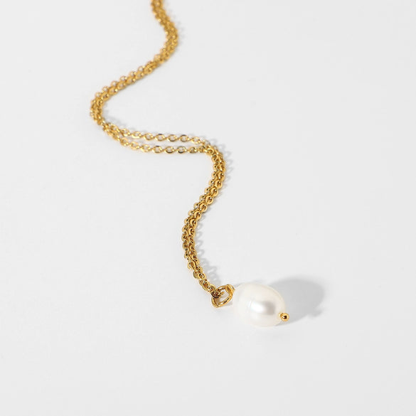 Wholesale Jewelry Stainless Steel Pearl Pendant Necklace 18K Gold Plated For Women