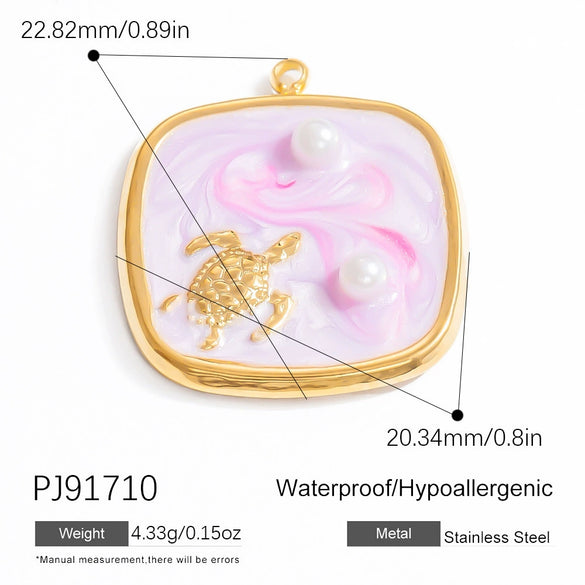 Wholesale Jewelry Stainless Steel Pearl Shell Pendant Handmade With Starfish Shell Patterns Dripping Oil Style