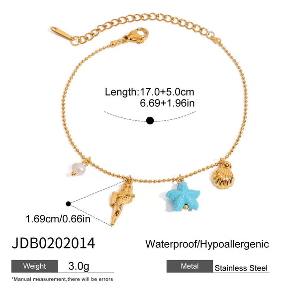 Wholesale Jewelry Stainless Steel Pearl Starfish Conch Rib Shell Pendant Bracelet Electroplated Geometric Light Luxury Minimalist Style For Women