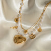Wholesale Jewelry Stainless Steel Pearl Sunflower Necklace Electroplated