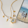 Wholesale Jewelry Stainless Steel Pearl Sunflower Necklace Electroplated