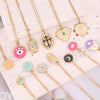 Wholesale Jewelry Stainless Steel Pendant Necklace With Drop Oil Eyes And Cross Moon Design Electroplated