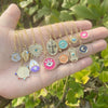 Wholesale Jewelry Stainless Steel Pendant Necklace With Drop Oil Eyes And Cross Moon Design Electroplated