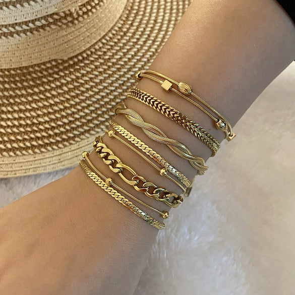 Wholesale Jewelry Stainless Steel Personality Bead Chain Bracelet Electroplated