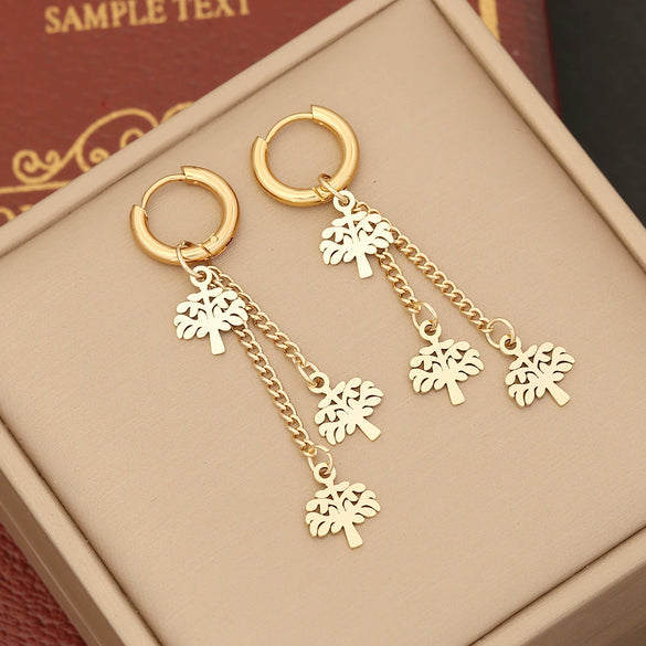 Wholesale Jewelry Stainless Steel Personality Insects And Butterfly Shaped Long Tassel Earrings With Electroplating