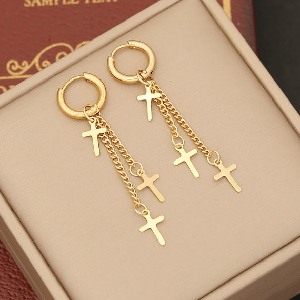 Wholesale Jewelry Stainless Steel Personality Insects And Butterfly Shaped Long Tassel Earrings With Electroplating
