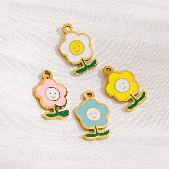 Wholesale Jewelry Stainless Steel Plant Flowers Oil Drop Pendant