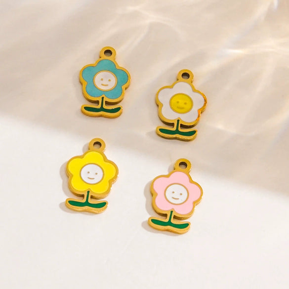 Wholesale Jewelry Stainless Steel Plant Flowers Oil Drop Pendant