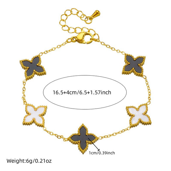 Wholesale Jewelry Stainless Steel Plants And Flowers Doublesided Necklace And Bracelet Electroplating
