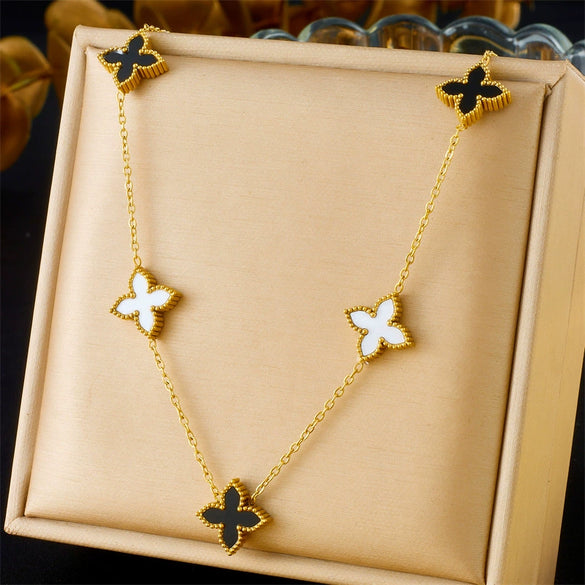 Wholesale Jewelry Stainless Steel Plants And Flowers Doublesided Necklace And Bracelet Electroplating