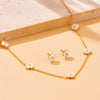 Wholesale Jewelry Stainless Steel Plants And Flowers Style Electroplating Bracelet Earrings Necklace Set