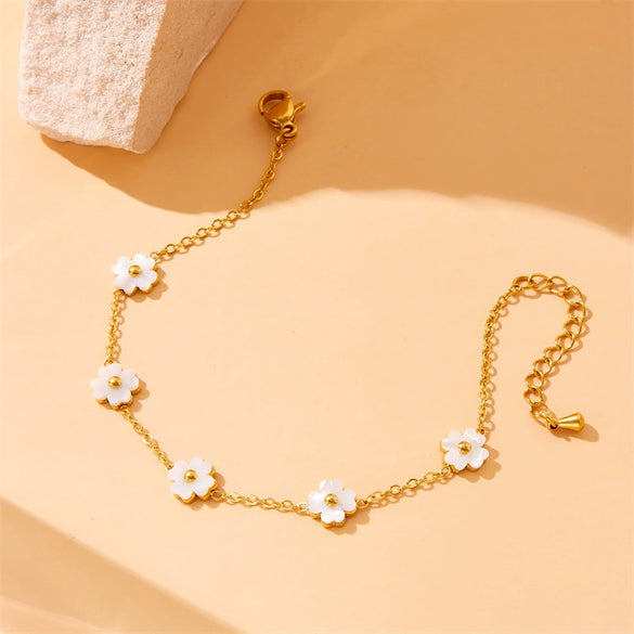 Wholesale Jewelry Stainless Steel Plants And Flowers Style Electroplating Bracelet Earrings Necklace Set