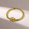 Wholesale Jewelry Stainless Steel Plants And Flowers Style Grinding Chain Electroplated Bracelet Necklace For Women