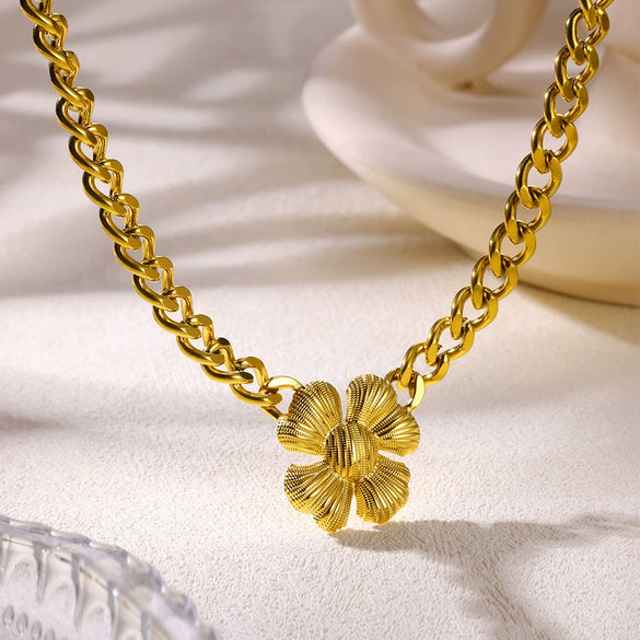 Wholesale Jewelry Stainless Steel Plants And Flowers Style Grinding Chain Electroplated Bracelet Necklace For Women