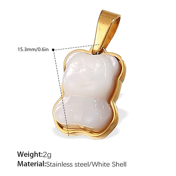 Wholesale Jewelry 316L Stainless Steel Plated 18K Gold Dragonfly Bear Pendant Necklace For Women