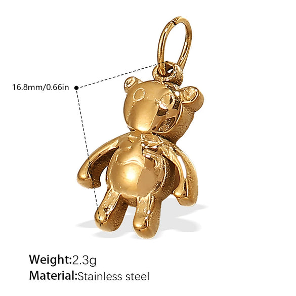 Wholesale Jewelry 316L Stainless Steel Plated 18K Gold Dragonfly Bear Pendant Necklace For Women