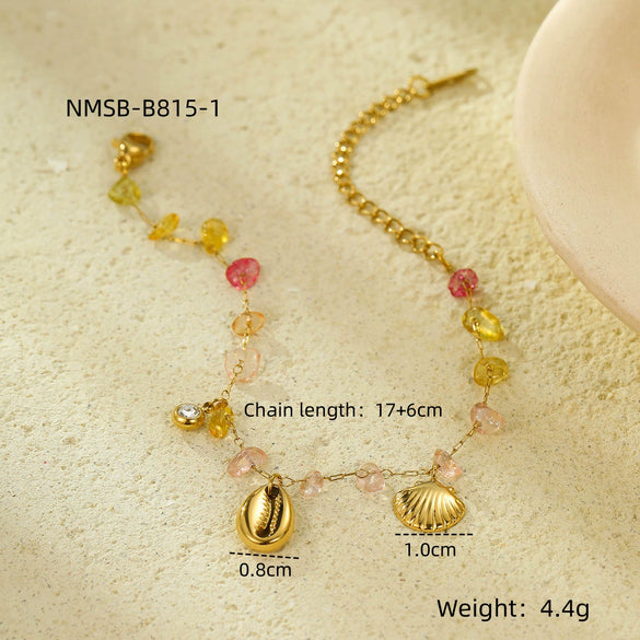 Wholesale Jewelry Stainless Steel Plated 18K Gold Shell Starfish Pendant Necklace Bracelet For Women