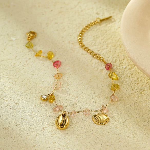 Wholesale Jewelry Stainless Steel Plated 18K Gold Shell Starfish Pendant Necklace Bracelet For Women