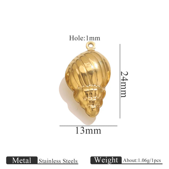 Wholesale Jewelry Stainless Steel Pvd Gold Plated Hollow Ocean Shell Pendant Conch Turtle Animal Shape Bracelet Accessories Charm