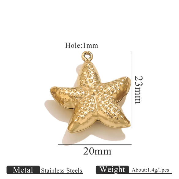 Wholesale Jewelry Stainless Steel Pvd Gold Plated Hollow Ocean Shell Pendant Conch Turtle Animal Shape Bracelet Accessories Charm