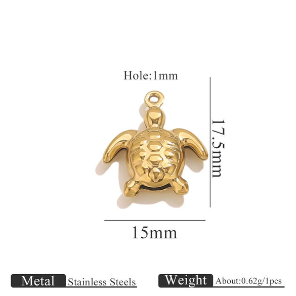 Wholesale Jewelry Stainless Steel Pvd Gold Plated Hollow Ocean Shell Pendant Conch Turtle Animal Shape Bracelet Accessories Charm