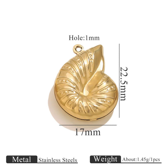 Wholesale Jewelry Stainless Steel Pvd Gold Plated Hollow Ocean Shell Pendant Conch Turtle Animal Shape Bracelet Accessories Charm