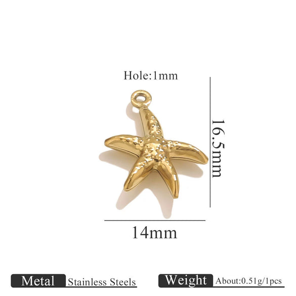 Wholesale Jewelry Stainless Steel Pvd Gold Plated Hollow Ocean Shell Pendant Conch Turtle Animal Shape Bracelet Accessories Charm