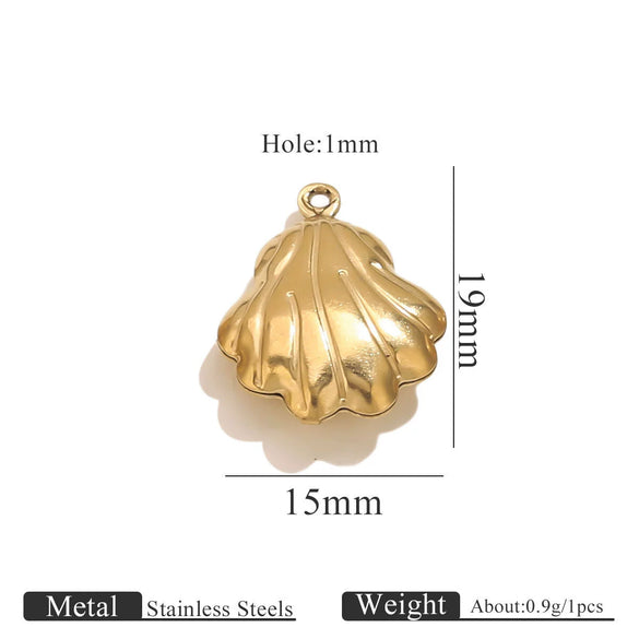 Wholesale Jewelry Stainless Steel Pvd Gold Plated Hollow Ocean Shell Pendant Conch Turtle Animal Shape Bracelet Accessories Charm