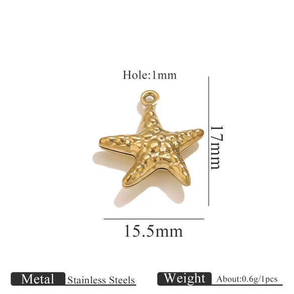 Wholesale Jewelry Stainless Steel Pvd Gold Plated Hollow Ocean Shell Pendant Conch Turtle Animal Shape Bracelet Accessories Charm