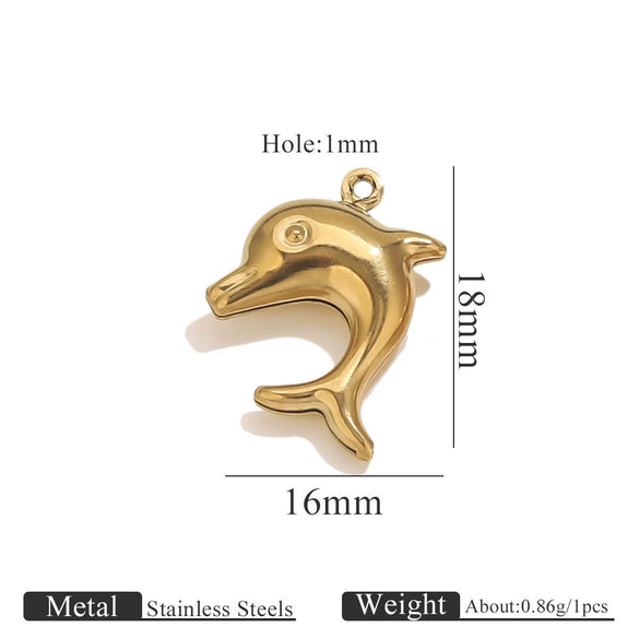 Wholesale Jewelry Stainless Steel Pvd Gold Plated Hollow Ocean Shell Pendant Conch Turtle Animal Shape Bracelet Accessories Charm