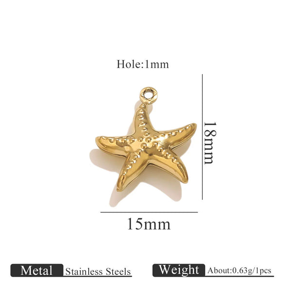 Wholesale Jewelry Stainless Steel Pvd Gold Plated Hollow Ocean Shell Pendant Conch Turtle Animal Shape Bracelet Accessories Charm