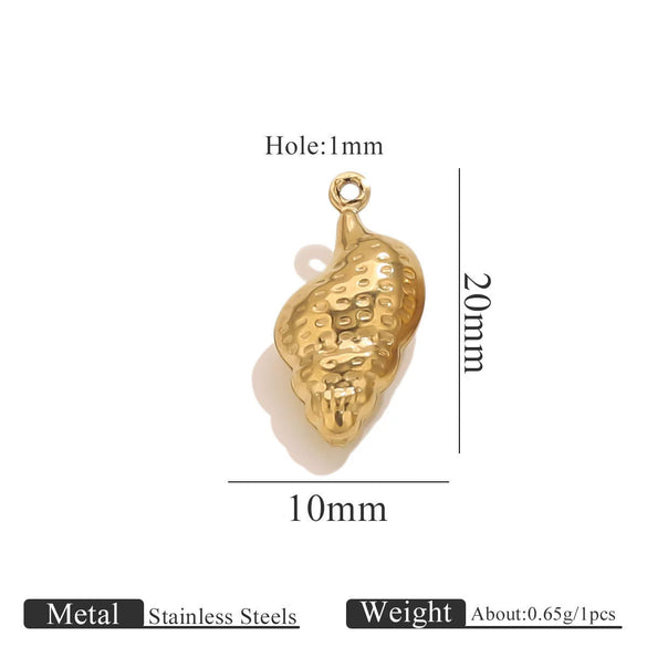 Wholesale Jewelry Stainless Steel Pvd Gold Plated Hollow Ocean Shell Pendant Conch Turtle Animal Shape Bracelet Accessories Charm