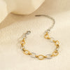 Wholesale Jewelry Stainless Steel Real Gold Geometric Fashion Color Matching Chain Bracelet Necklace