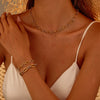 Wholesale Jewelry Stainless Steel Real Gold Geometric Fashion Color Matching Chain Bracelet Necklace