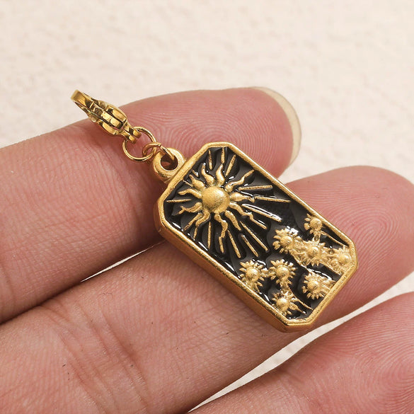 Wholesale Jewelry Stainless Steel Rectangular Tarot Star Band Lobster Buckle With Enamel And Totem Pattern Electroplating Treatment