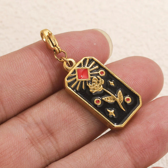 Wholesale Jewelry Stainless Steel Rectangular Tarot Star Band Lobster Buckle With Enamel And Totem Pattern Electroplating Treatment