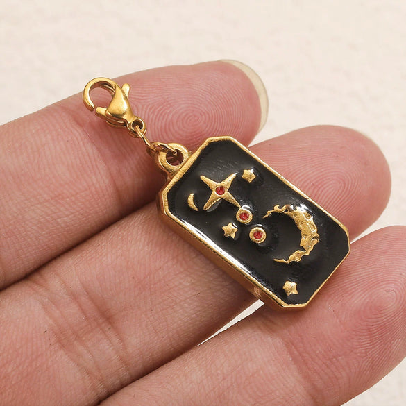 Wholesale Jewelry Stainless Steel Rectangular Tarot Star Band Lobster Buckle With Enamel And Totem Pattern Electroplating Treatment