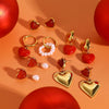 Wholesale Jewelry Stainless Steel Red Agate Oil Drop Resin Love Pendant Earrings Geometric Electroplated