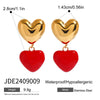 Wholesale Jewelry Stainless Steel Red Agate Oil Drop Resin Love Pendant Earrings Geometric Electroplated