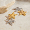 Wholesale Jewelry Stainless Steel Retro Geometric Fivepointed Star Hammer Pattern Earrings For Women